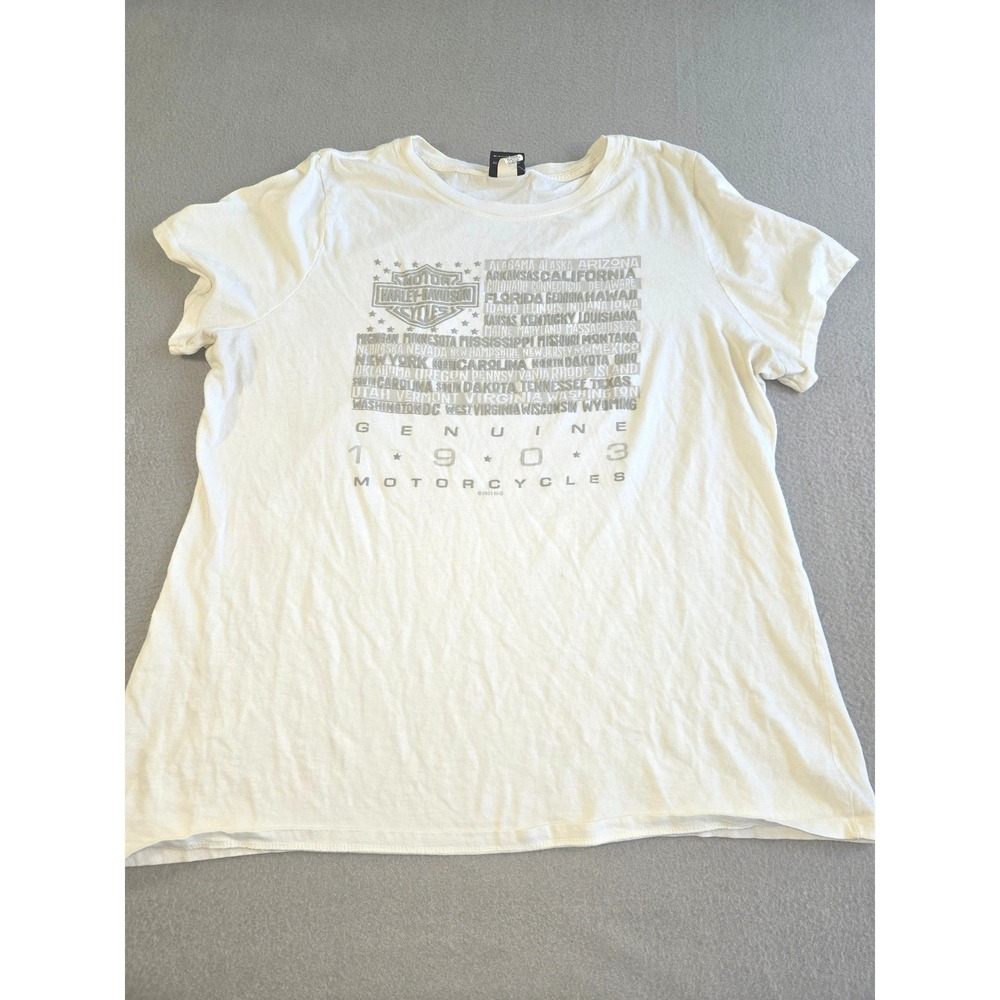 Harley-Davidson T-Shirt Womens XL White US States Flag Appleton Clarksville TN